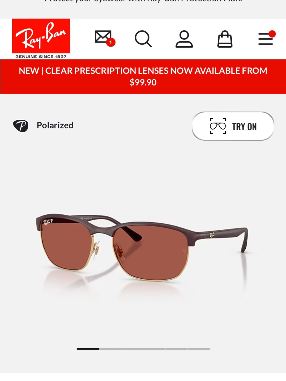 Ray-Ban Sand Violet Frame with Red Lenses Polarized Sunglasses